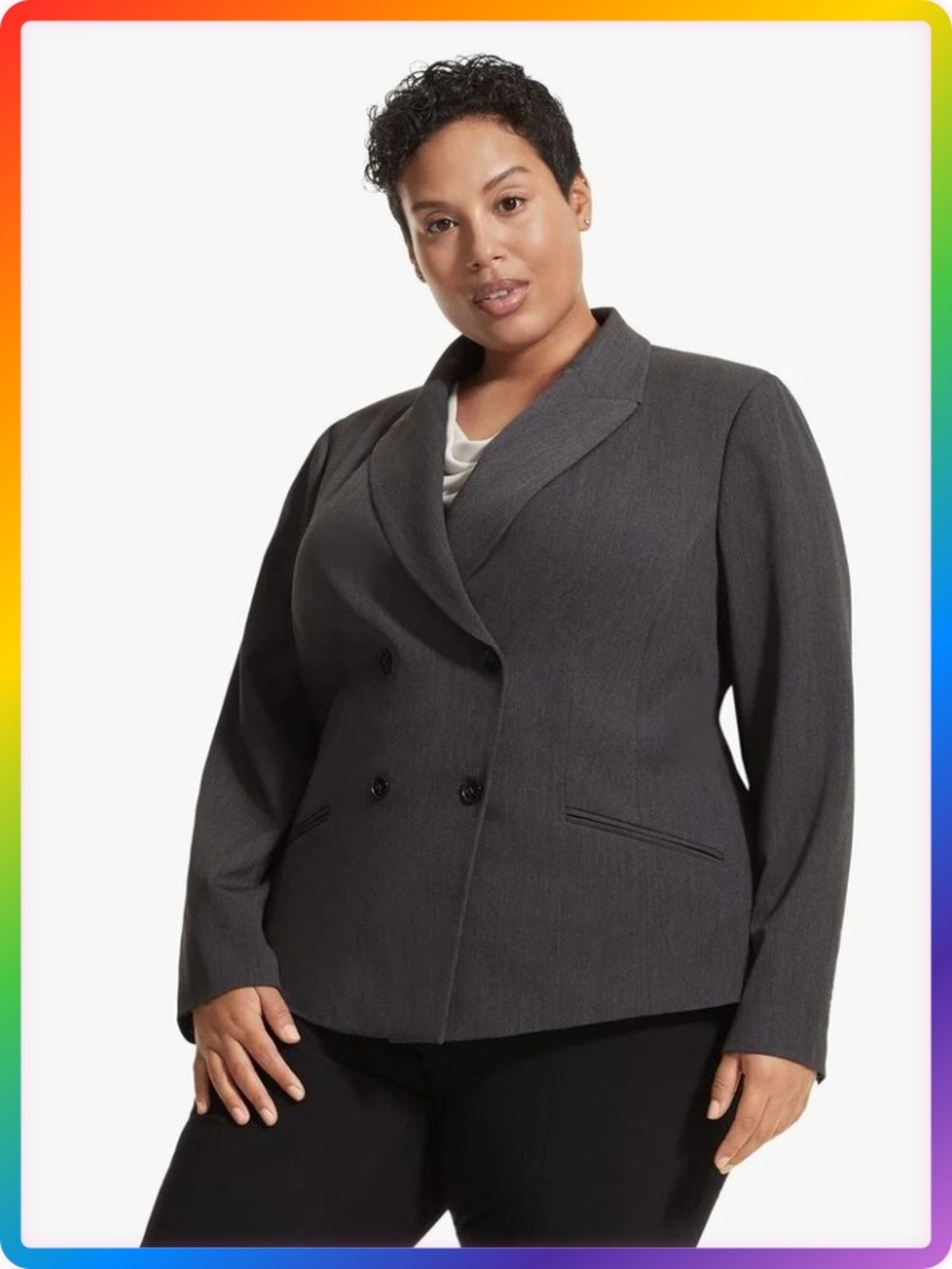 MM LaFleur Roxane Charcoal Work Jacket 1X Soft Twill Double Button Blazer NWOT